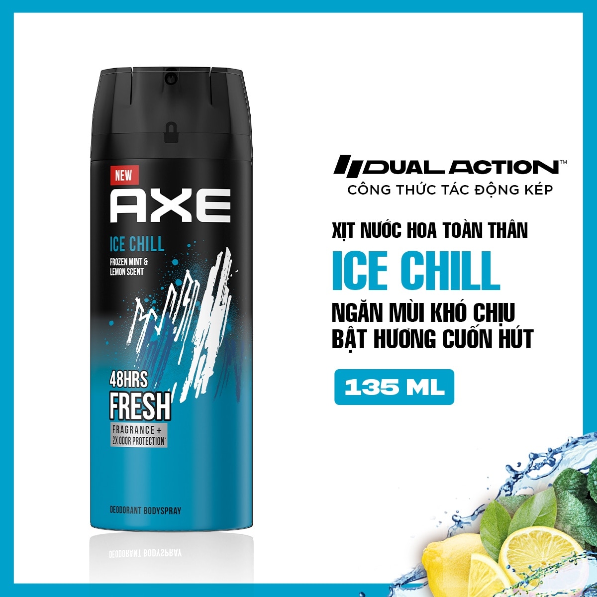 Ice Chill Frozen Mint and Lemon Scent Deodorant Body Spray 135ml