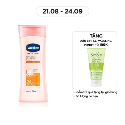 VASELINE Sữa Dưỡng Thể Vaseline Sun+ Pollution Protection SPF24 PA++ Chống Nắng và Dưỡng Sáng Da 200ml