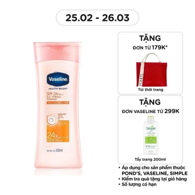 VASELINE Sữa Dưỡng Thể Vaseline Sun+ Pollution Protection SPF24 PA++ Chống Nắng và Dưỡng Sáng Da 200ml