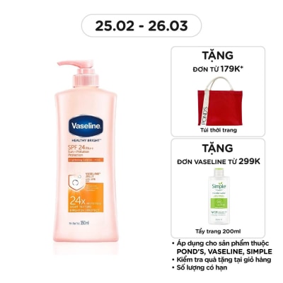 VASELINE Sữa Dưỡng Thể Vaseline Sun+ Pollution Protection SPF24 PA++ Chống Nắng và Dưỡng Sáng Da 350ml