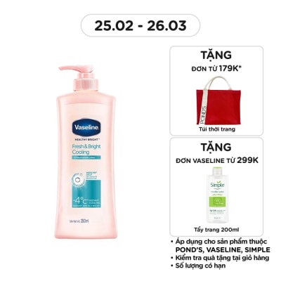 VASELINE Gel Dưỡng Thể Vaseline Fresh & Bright Cooling Dưỡng Sáng Mát Lạnh 350ml