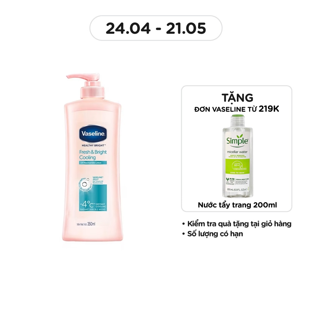 Gel Dưỡng Thể Vaseline Fresh & Bright Cooling Dưỡng Sáng Mát Lạnh 350ml