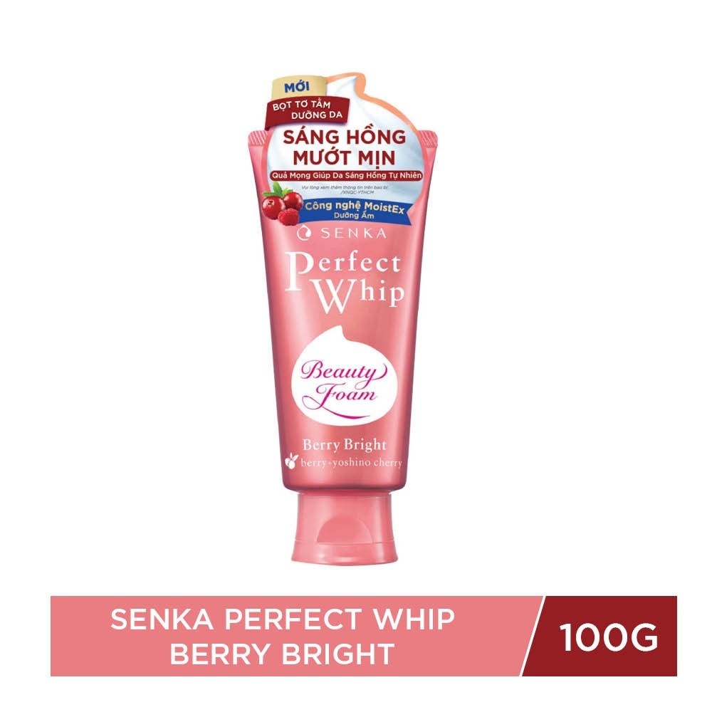 Sữa Rửa Mặt Senka Perfect Whip Berry Bright Dưỡng Da Sáng Hồng 100g