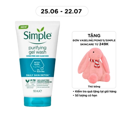 SIMPLE - Gel Rửa Mặt Simple Purifying Daily Skin Detox Dành Cho Da Dầu và Da Nhạy Cảm 150ml