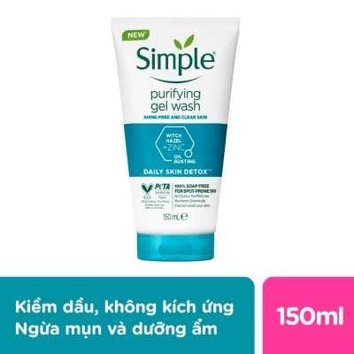 SIMPLE Gel Rửa Mặt Simple Purifying Daily Skin Detox Dành Cho Da Dầu và Da Nhạy Cảm 150ml