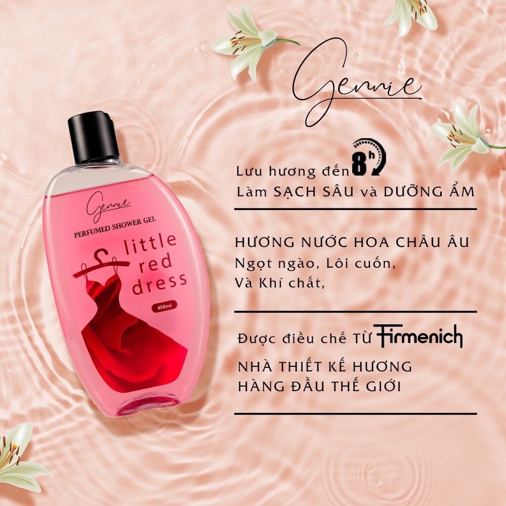 Sữa Tắm Nước Hoa Gennie Little Red Dress Shower Gel Ngọt Ngào và Ngây Thơ 450ml