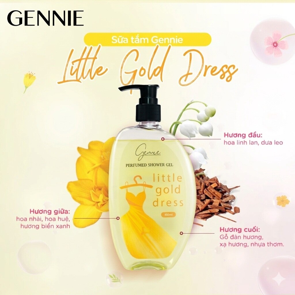 Sữa Tắm Nước Hoa Gennie Little Gold Dress Shower Gel Phóng Khoáng và Sôi Nổi 450ml