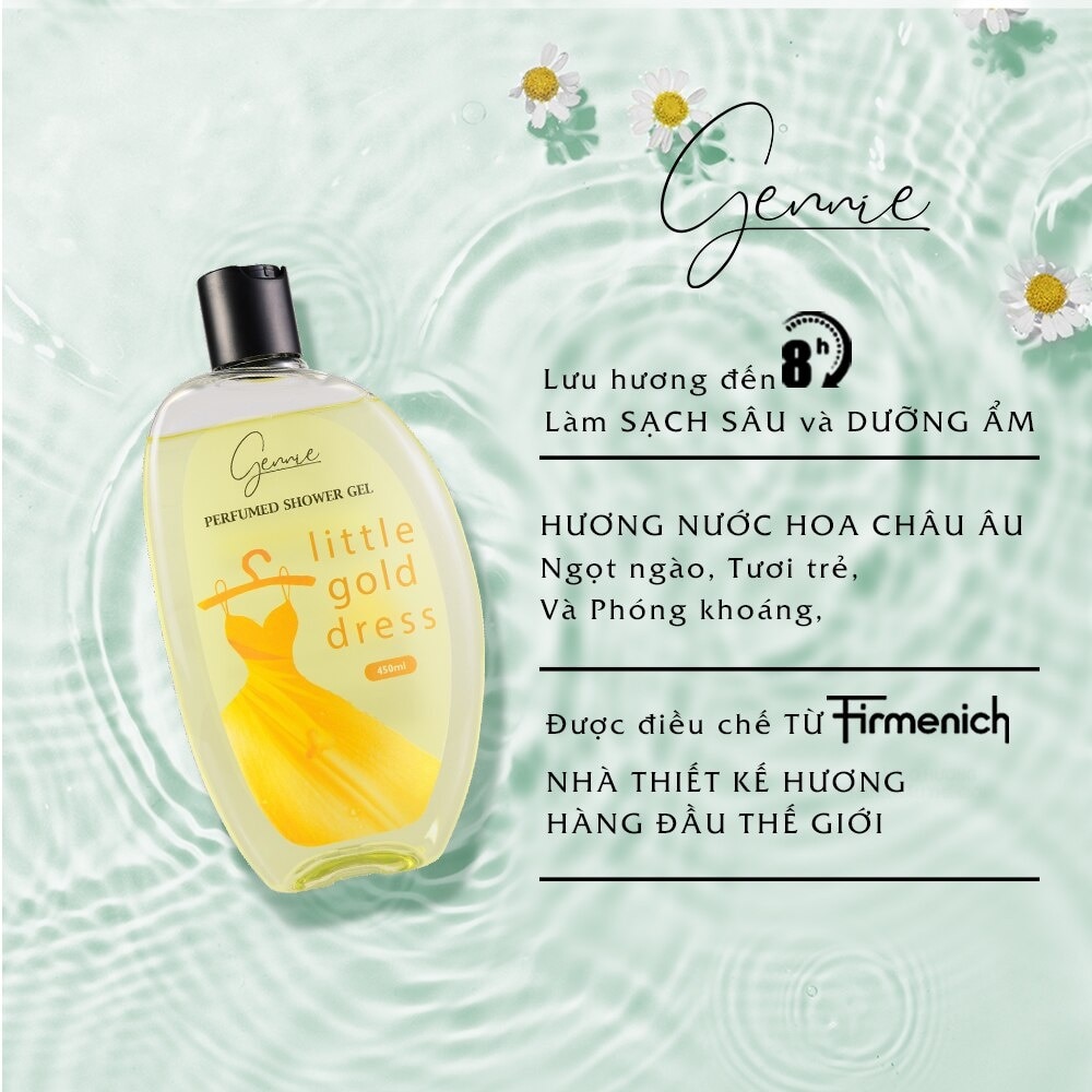 Sữa Tắm Nước Hoa Gennie Little Gold Dress Shower Gel Phóng Khoáng và Sôi Nổi 450ml