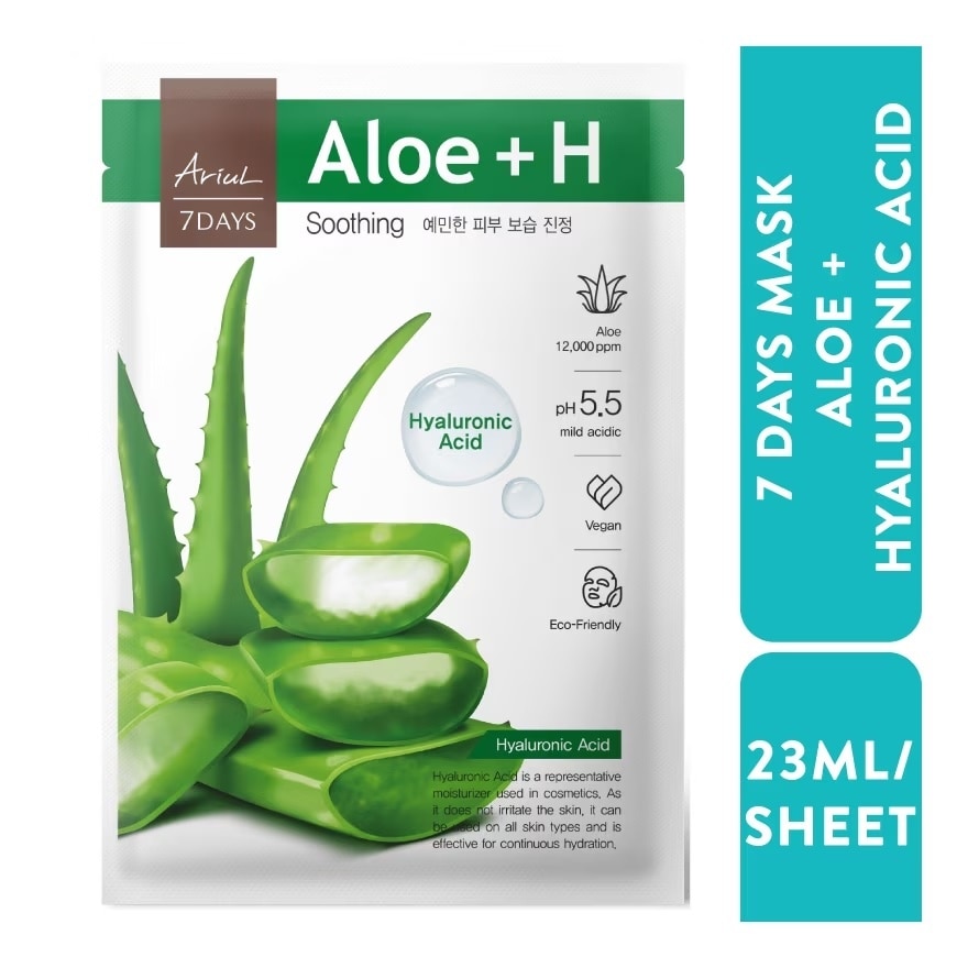 Mặt Nạ Ariul 7Days Aloe + Hyaluronic Acid Lô Hội Làm Dịu Da Tức Thì 23ml