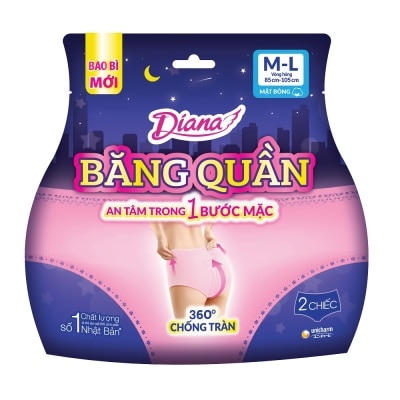 DIANA Băng Vệ Sinh Dạng Quần Diana Sensi Chống Tràn Size M-L 2 Chiếc/Gói