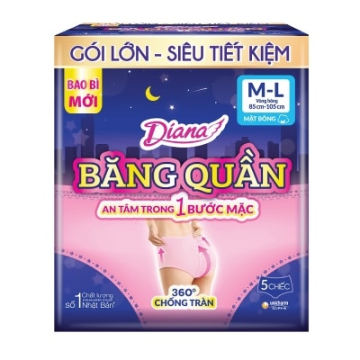 DIANA Băng Vệ Sinh Dạng Quần Diana Sensi Chống Tràn Size M-L 5 Chiếc/Gói