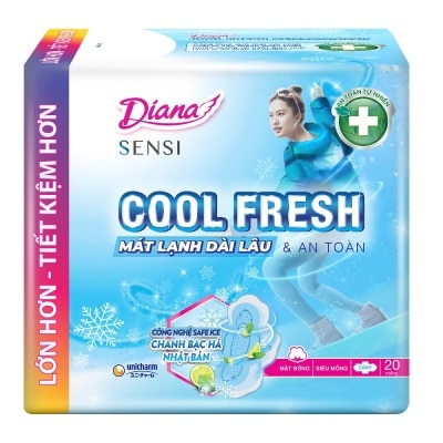 DIANA Băng Vệ Sinh Diana Sensi Cool Fresh Siêu Mỏng Có Cánh 23cm 20 Miếng