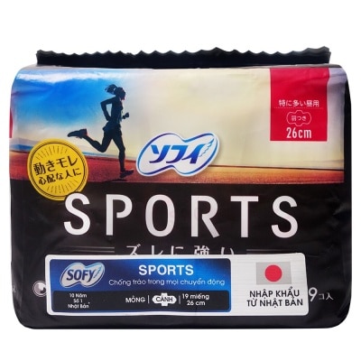 SOFY Băng Vệ Sinh Sofy Sports Có Cánh Chống Trào 26cm 19 Miếng