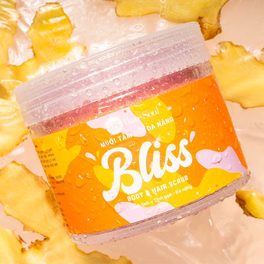 Muối Tắm Gội Dành Cho Tóc Và Cơ Thể BareSoul Tinh Chất Gừng Và AHA Bliss Body & Hair Scrub 330g