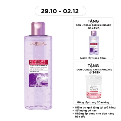 L'OREAL PARIS Nước Tẩy Trang L'Oreal Paris Giúp Căng Mịn Da Revitalift Hyaluronic Acid Micellar Water 400ml image