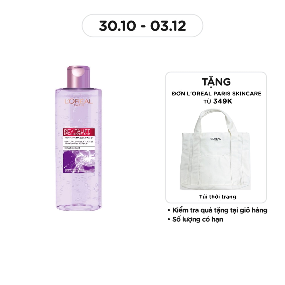 Nước Tẩy Trang L'Oreal Paris Giúp Căng Mịn Da Revitalift Hyaluronic Acid Micellar Water 400ml