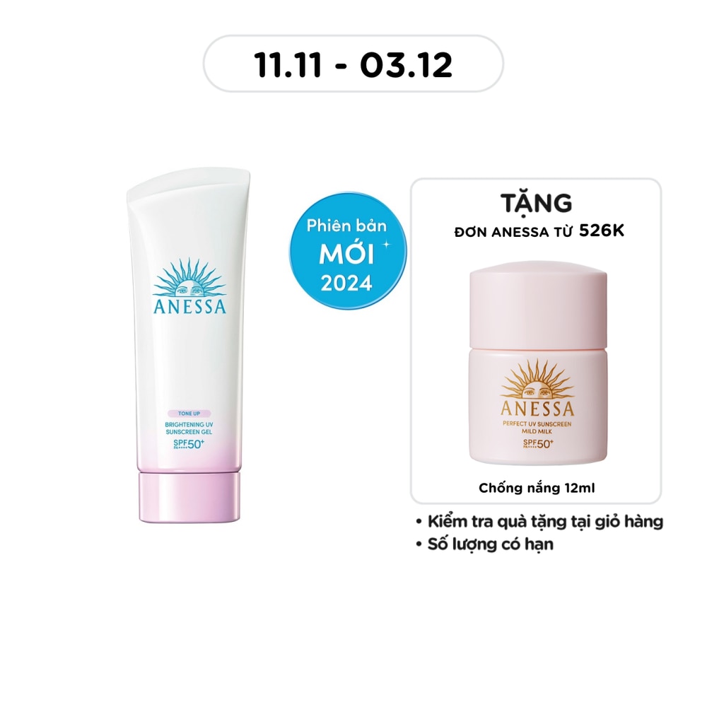 Gel Chống Nắng Anessa Dưỡng Sáng Nâng Tông & Hiệu Chỉnh Sắc Da Brightening UV SPF50+ PA++++ 90g