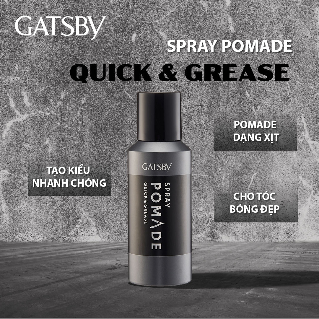 Keo Xịt Tạo Kiểu Tóc Gatsby Pomade Quick & Grease Spray 150ml