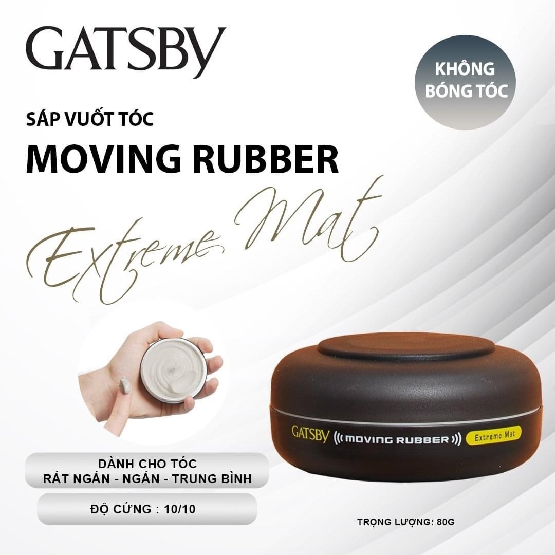 Wax Vuốt Tóc Gastby Tạo Độ Phồng Cho Tóc Moving Rubber Extreme Mat 80g