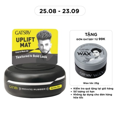 GATSBY - Wax Vuốt Tóc Gatsby Tạo Độ Phồng Cho Tóc Moving Rubber Extreme Mat 80g image