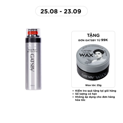 GATSBY - Keo Xịt Tóc Gatsby Giữ Nếp Lâu và Không Gây Bết Dính Super Hard Set & Keep Spray 180g image