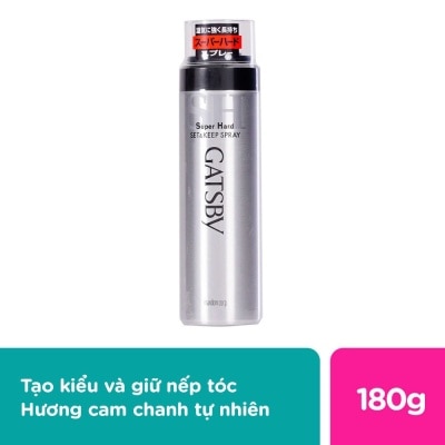 GATSBY Keo Xịt Tóc Gastby Giữ Nếp Lâu và Không Gây Bết Dính Super Hard Set & Keep Spray 180g