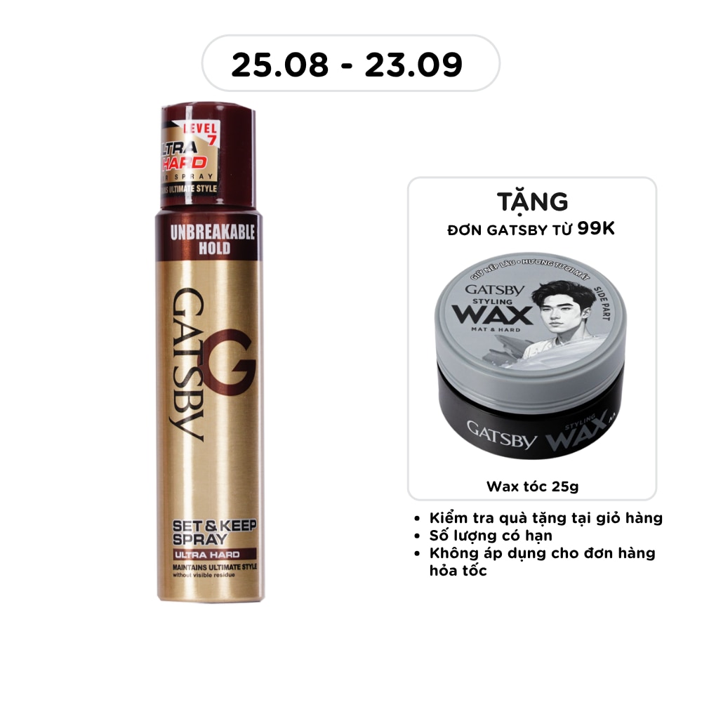 Keo Xịt Tóc Gatsby Tạo Độ Cứng Cho Tóc Ultra Hard Set & Keep Spray 250ml image