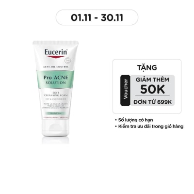 EUCERIN Sữa Rửa Mặt Tạo Bọt Eucerin Dịu Nhẹ Cho Da Mụn Pro Acne Solution Soft 50g