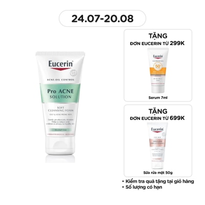 EUCERIN Sữa Rửa Mặt Tạo Bọt Eucerin Dịu Nhẹ Cho Da Mụn Pro Acne Solution Soft 50g
