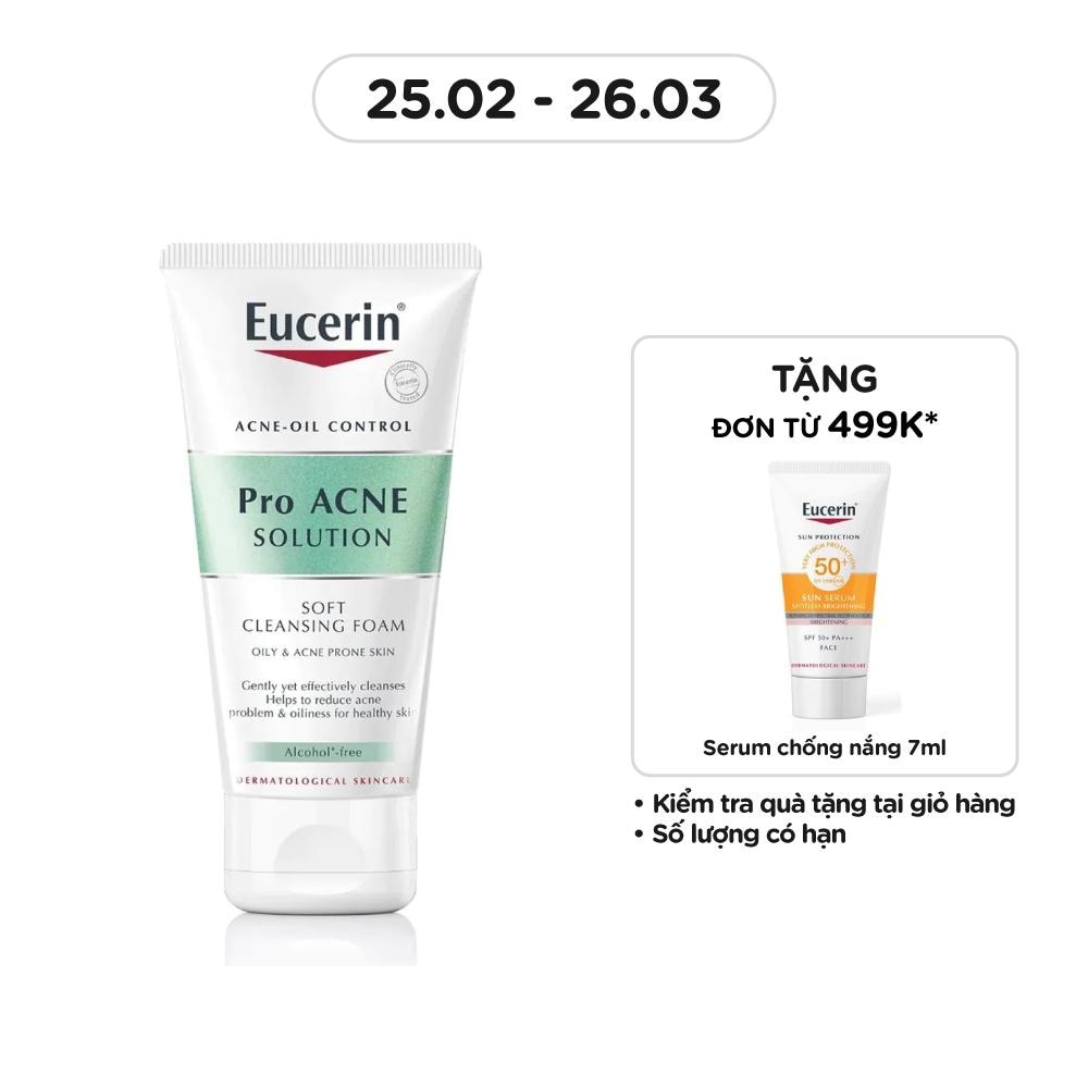 Sữa Rửa Mặt Tạo Bọt Eucerin Dịu Nhẹ Cho Da Mụn Pro Acne Solution Soft 50g