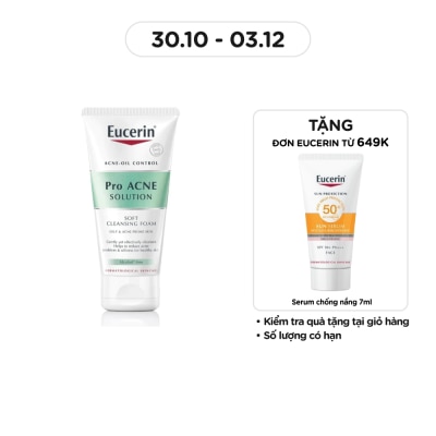 EUCERIN Sữa Rửa Mặt Tạo Bọt Eucerin Dịu Nhẹ Cho Da Mụn Pro Acne Solution Soft 50g