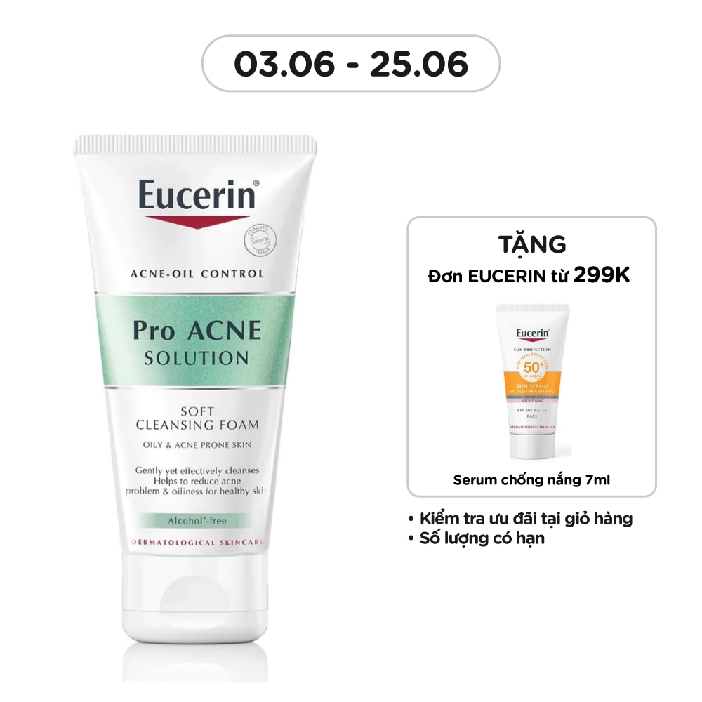 Sữa Rửa Mặt Tạo Bọt Eucerin Dịu Nhẹ Cho Da Mụn Pro Acne Solution Soft 50g