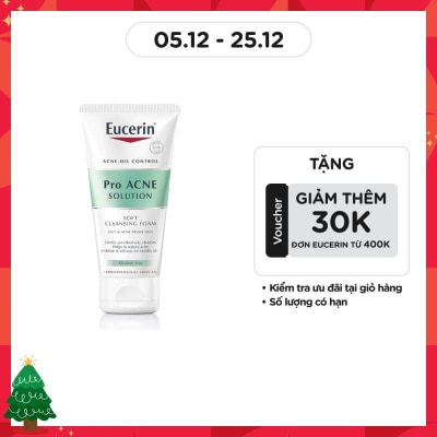 EUCERIN Sữa Rửa Mặt Tạo Bọt Eucerin Dịu Nhẹ Cho Da Mụn Pro Acne Solution Soft 50g