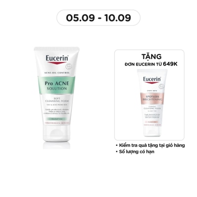 EUCERIN Sữa Rửa Mặt Tạo Bọt Eucerin Dịu Nhẹ Cho Da Mụn Pro Acne Solution Soft 50g
