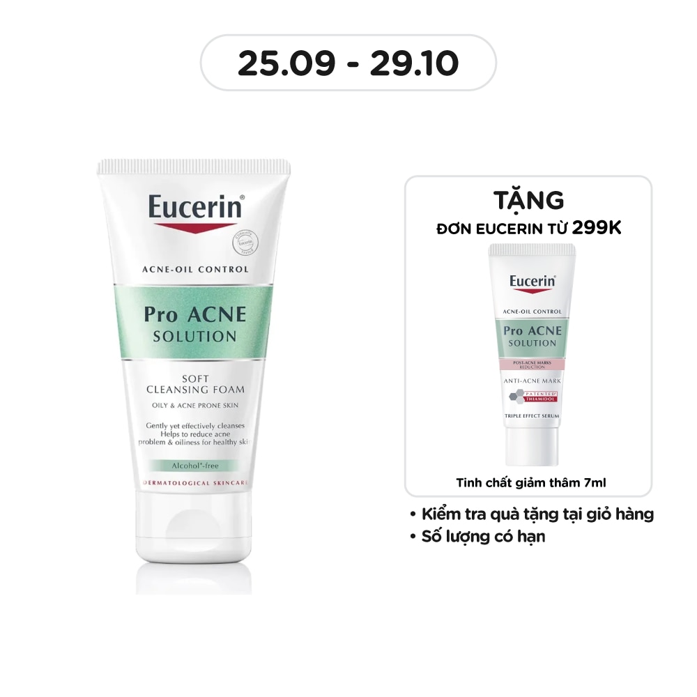 Sữa Rửa Mặt Tạo Bọt Eucerin Dịu Nhẹ Cho Da Mụn Pro Acne Solution Soft 50g