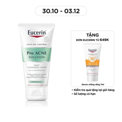 EUCERIN Sữa Rửa Mặt Tạo Bọt Eucerin Dịu Nhẹ Cho Da Mụn Pro Acne Solution Soft 50g