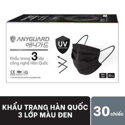 ANYGUARD Khẩu Trang Y Tế Anyguard 3 Lớp Công Nghệ Hàn Quốc Màu Đen 30 Cái/Hộp