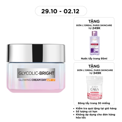 L'OREAL PARIS Kem Dưỡng Ban Ngày L'Oreal Paris Sáng Da Glycolic Bright Glowing Cream Day SPF17 50ml image