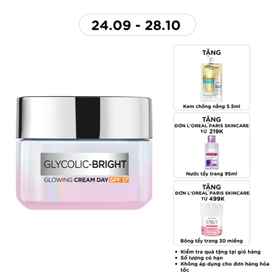 L'OREAL PARIS Kem Dưỡng Ban Ngày L'Oreal Paris Sáng Da Glycolic Bright Glowing Cream Day SPF17 50ml image