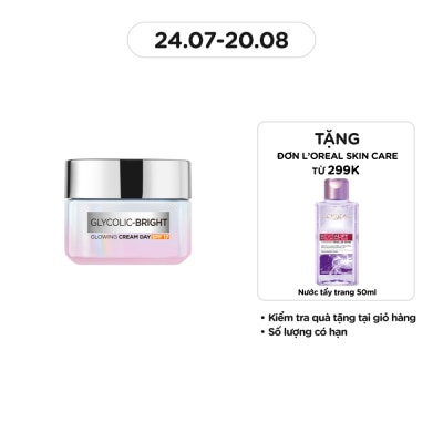 L'OREAL PARIS Kem Dưỡng Ban Ngày L'Oreal Paris Sáng Da Glycolic Bright Glowing Cream Day SPF17 50ml