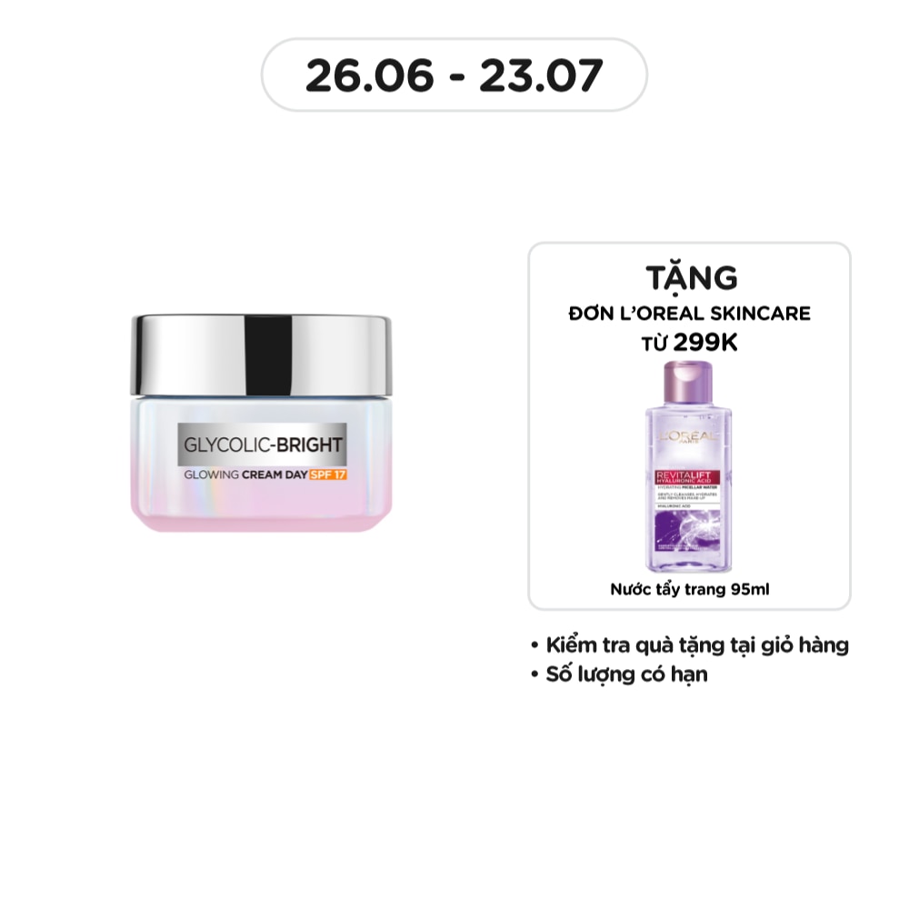 Kem Dưỡng Ban Ngày L'Oreal Paris Sáng Da Glycolic Bright Glowing Cream Day SPF17 50ml