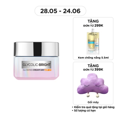 L'OREAL PARIS - Kem Dưỡng Ban Ngày L'Oreal Paris Sáng Da Glycolic Bright Glowing Cream Day SPF17 50ml