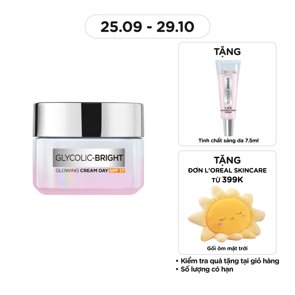 Kem Dưỡng Ban Ngày L'Oreal Paris Sáng Da Glycolic Bright Glowing Cream Day SPF17 50ml
