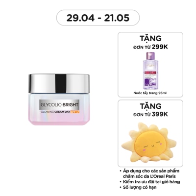 L'OREAL PARIS Kem Dưỡng Ban Ngày L'Oreal Paris Sáng Da Glycolic Bright Glowing Cream Day SPF17 50ml