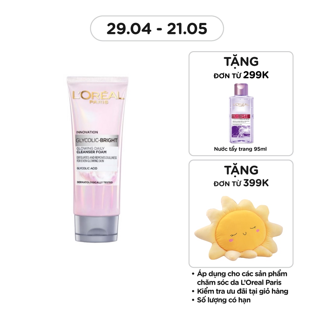 Sữa Rữa Mặt L'Oreal Paris Sáng Da Glycolic Bright Glowing Daily Cleanser Foam 100ml