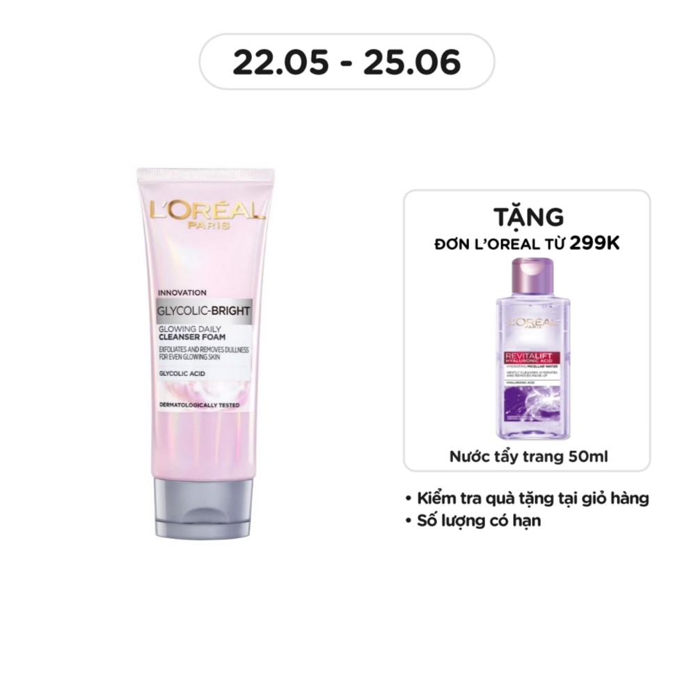 Sữa Rữa Mặt L'Oreal Paris Sáng Da Glycolic Bright Glowing Daily Cleanser Foam 100ml