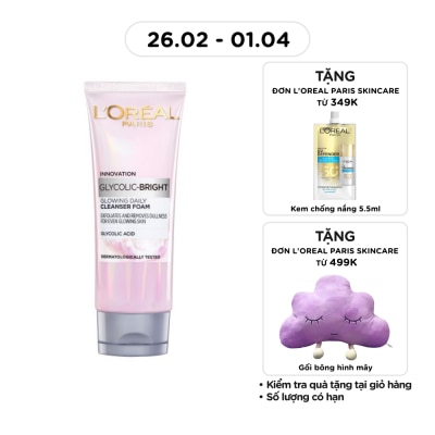 L'OREAL PARIS Sữa Rửa Mặt L'Oreal Paris Sáng Da Glycolic Bright Glowing Daily Cleanser Foam 100ml