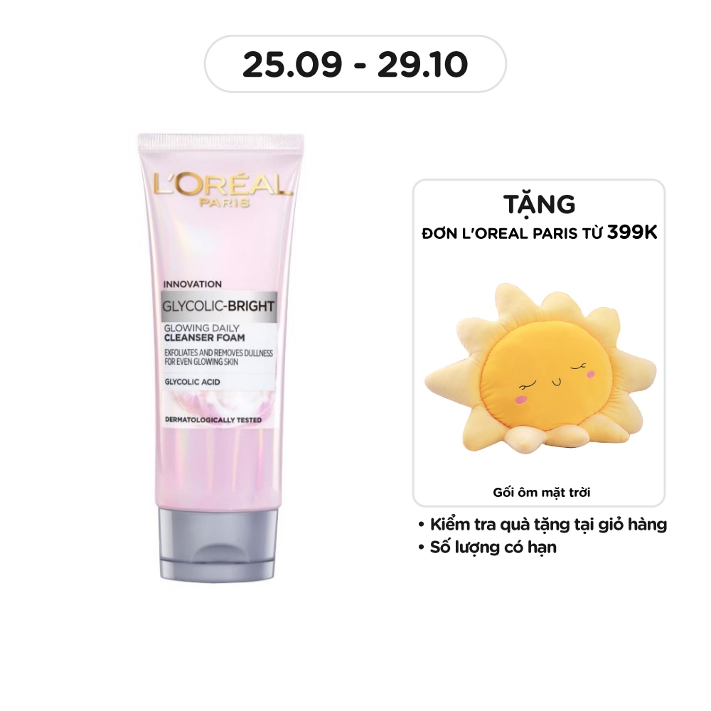 Sữa Rữa Mặt L'Oreal Paris Sáng Da Glycolic Bright Glowing Daily Cleanser Foam 100ml