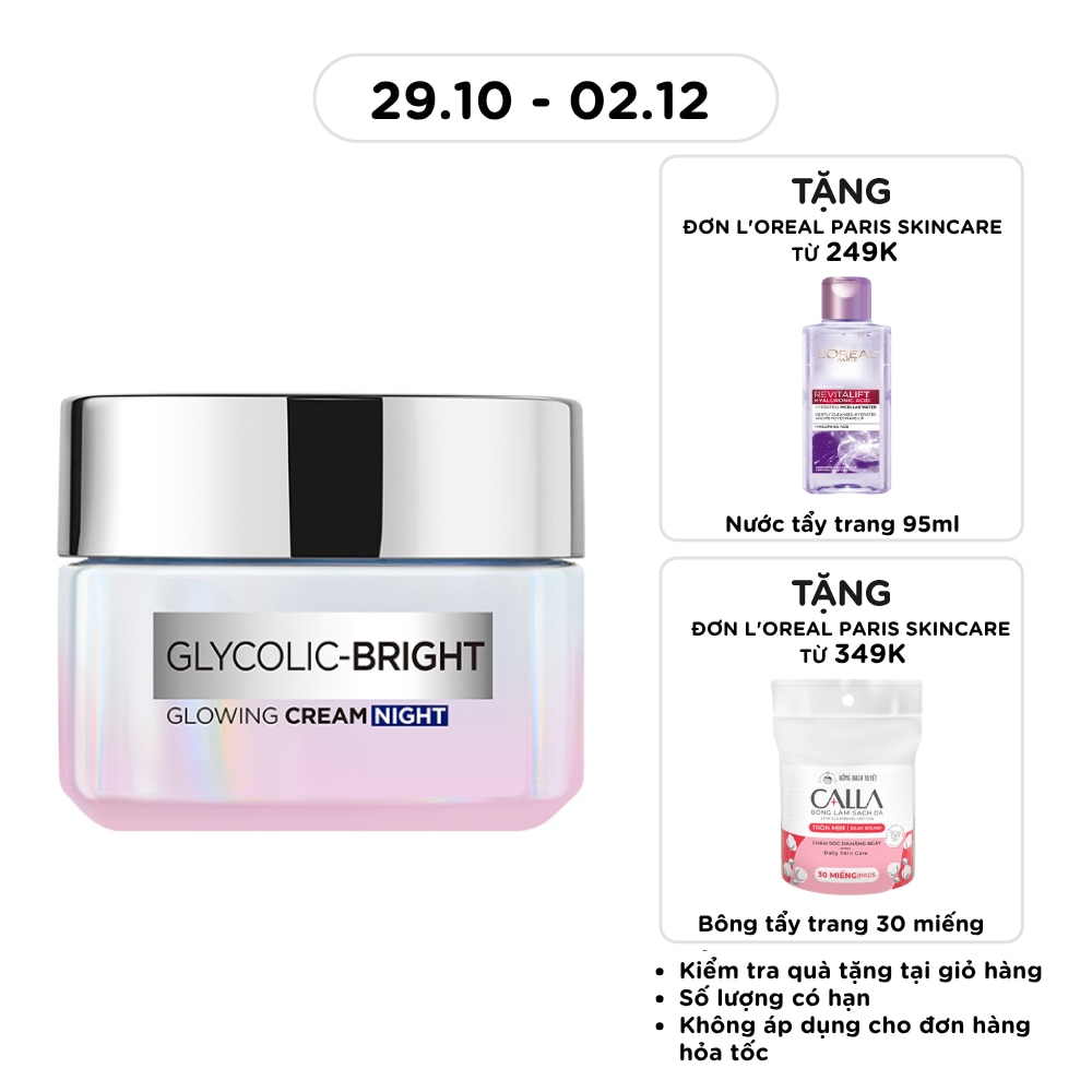 Kem Dưỡng Ban Đêm L'Oreal Paris Sáng Da Glycolic Bright Glowing Cream Night 50ml image