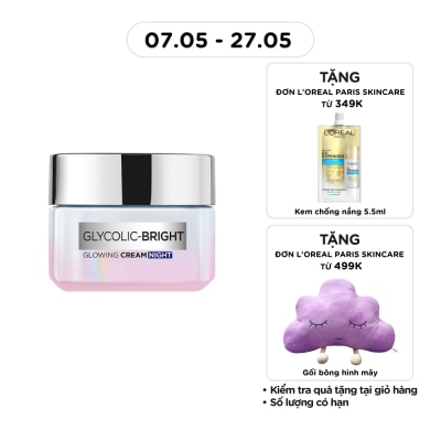 L'OREAL PARIS - Kem Dưỡng Ban Đêm L'Oreal Paris Sáng Da Glycolic Bright Glowing Cream Night 50ml